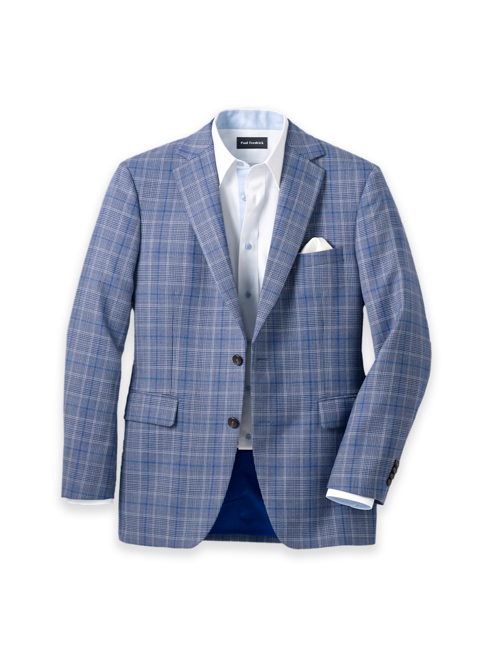 Product Image of Wool Blend Single Breasted Notch Lapel Suit Jacket-Blue
