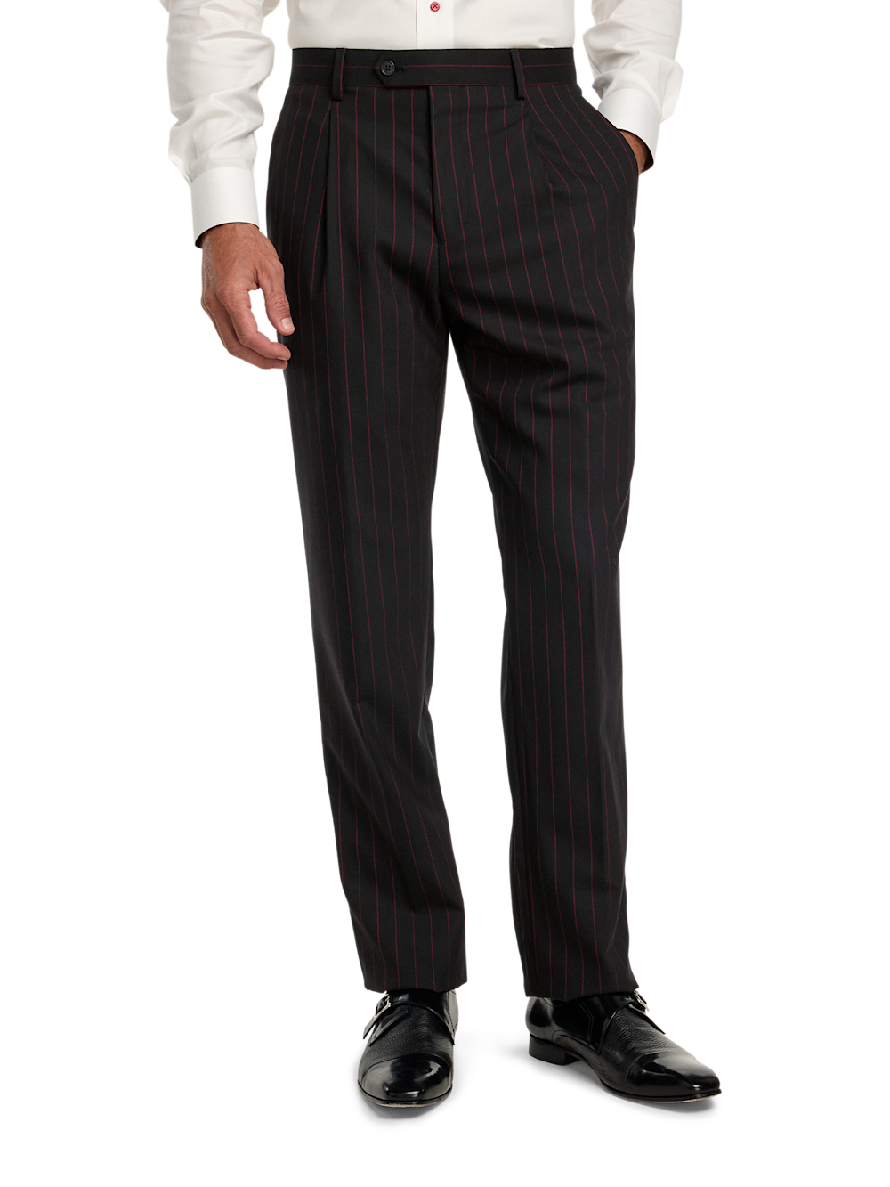 Alternate Image of Wool Stretch Stripe Single Pleat Suit Pants-1