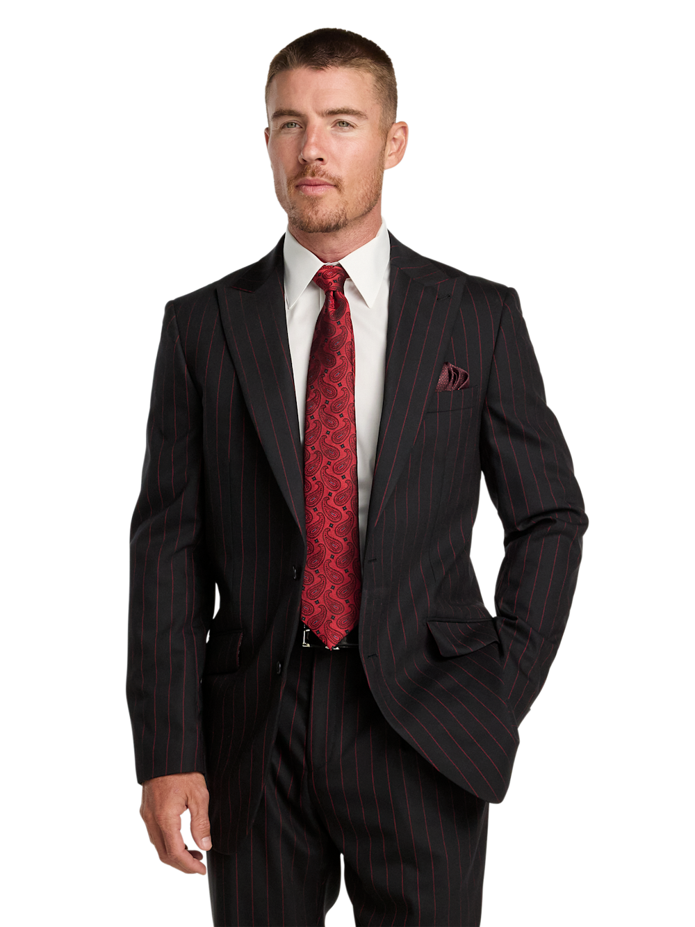 Alternate Image of Wool Stretch Stripe Single Breasted Peak Lapel Suit Jacket-1