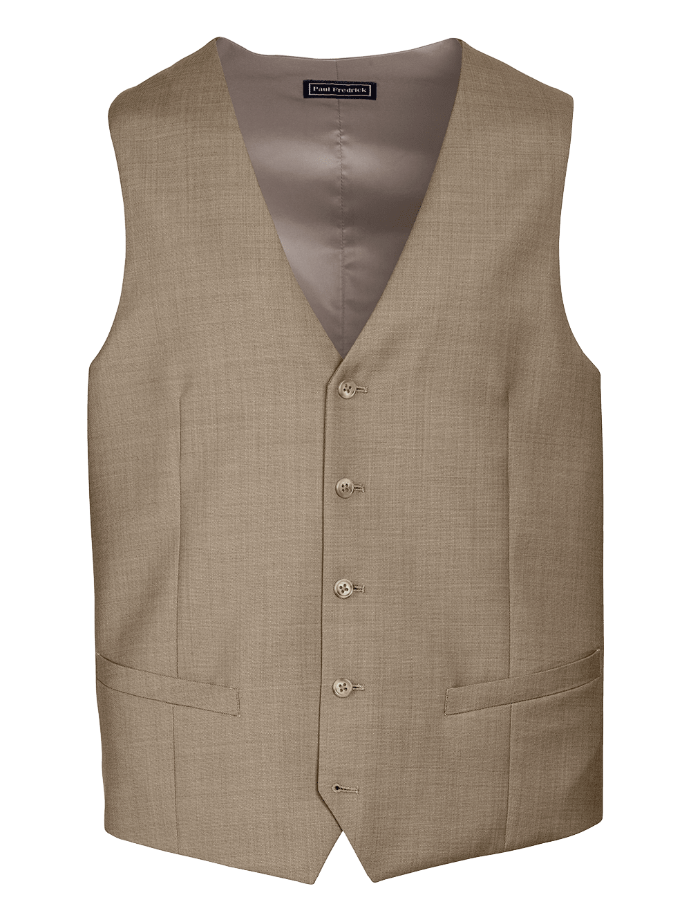 Product Image of Classic Fit Sharkskin No Lapel Suit Vest-Tan