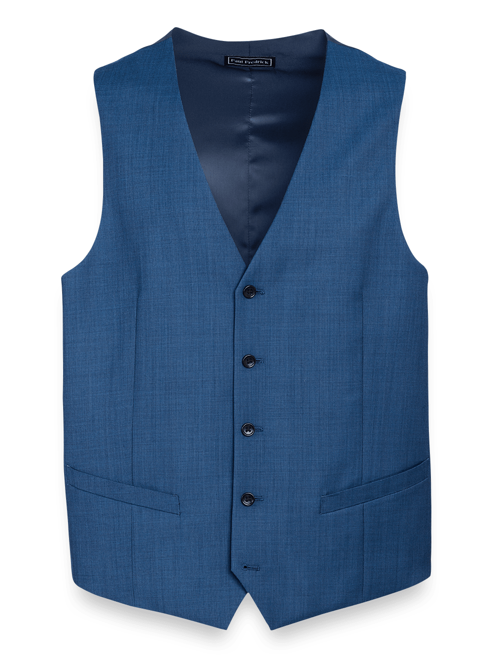 Product Image of Classic Fit Sharkskin No Lapel Suit Vest-Slate Blue