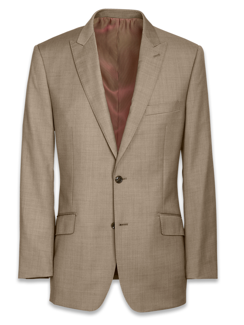 Product Image of Tailored Fit Sharkskin Peak Lapel Suit Jacket-Tan