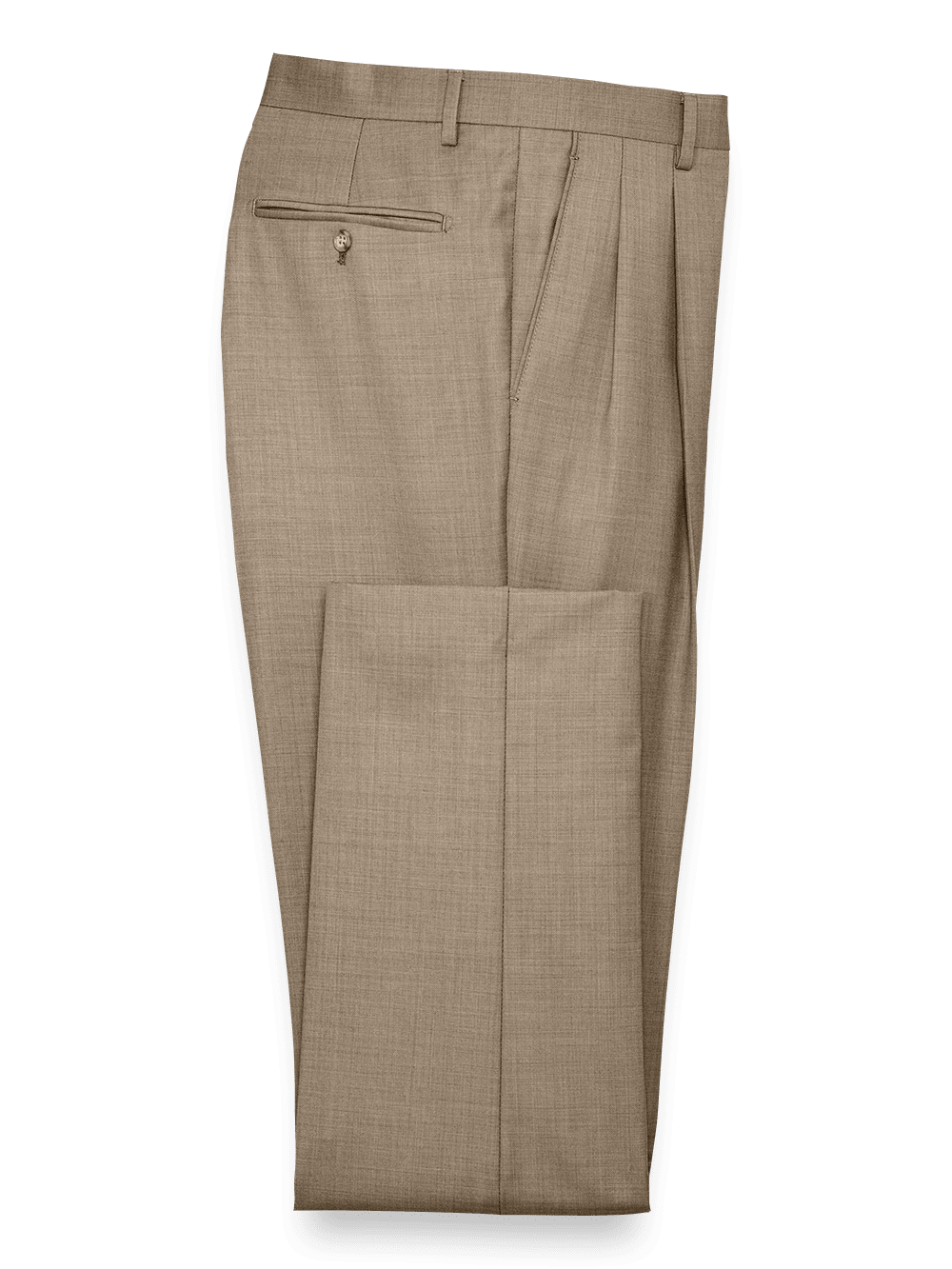 Product Image of Tailored Fit Sharkskin Pleated Suit Pants-Tan