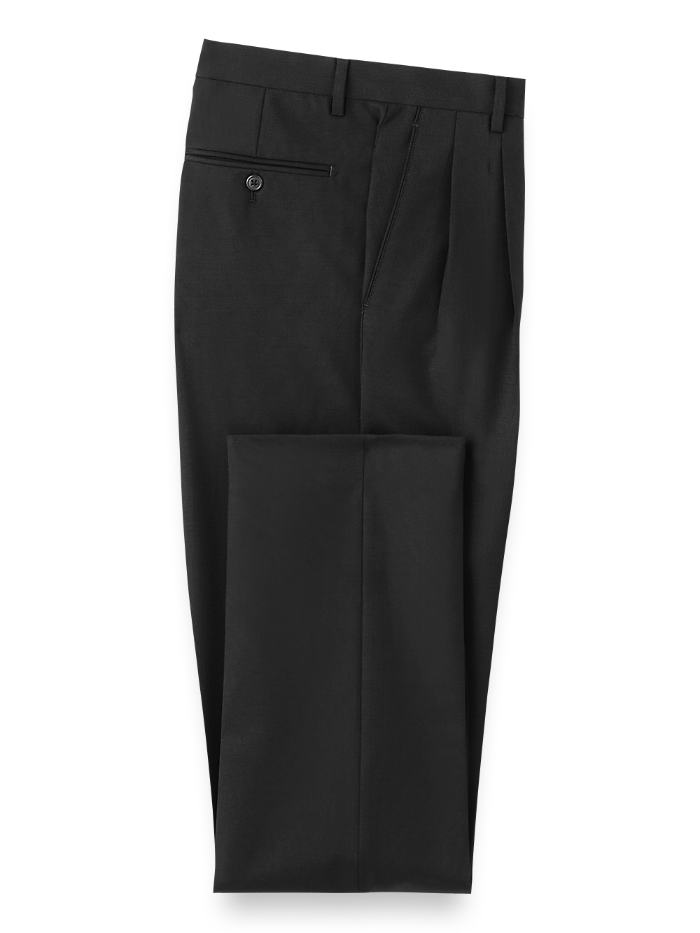 Product Image of Wool Stretch Bengaline Pleated Suit Pants-Black