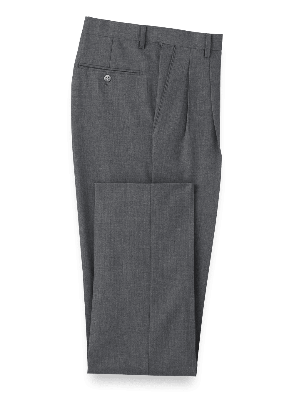 Product Image of Wool Stretch Bengaline Pleated Suit Pants-Grey