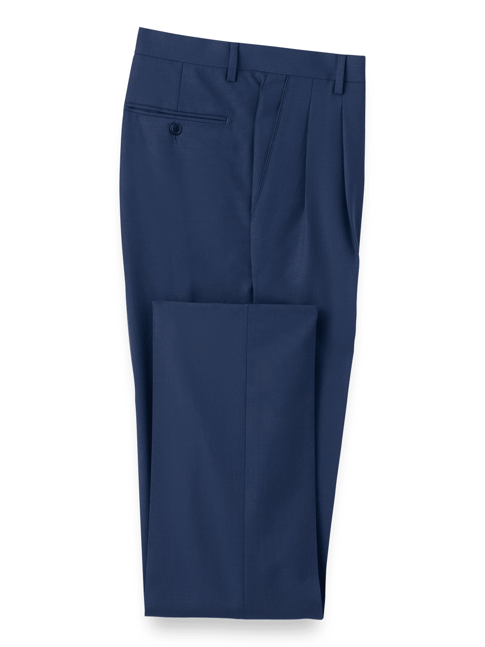 Product Image of Wool Stretch Bengaline Pleated Suit Pants-Blue