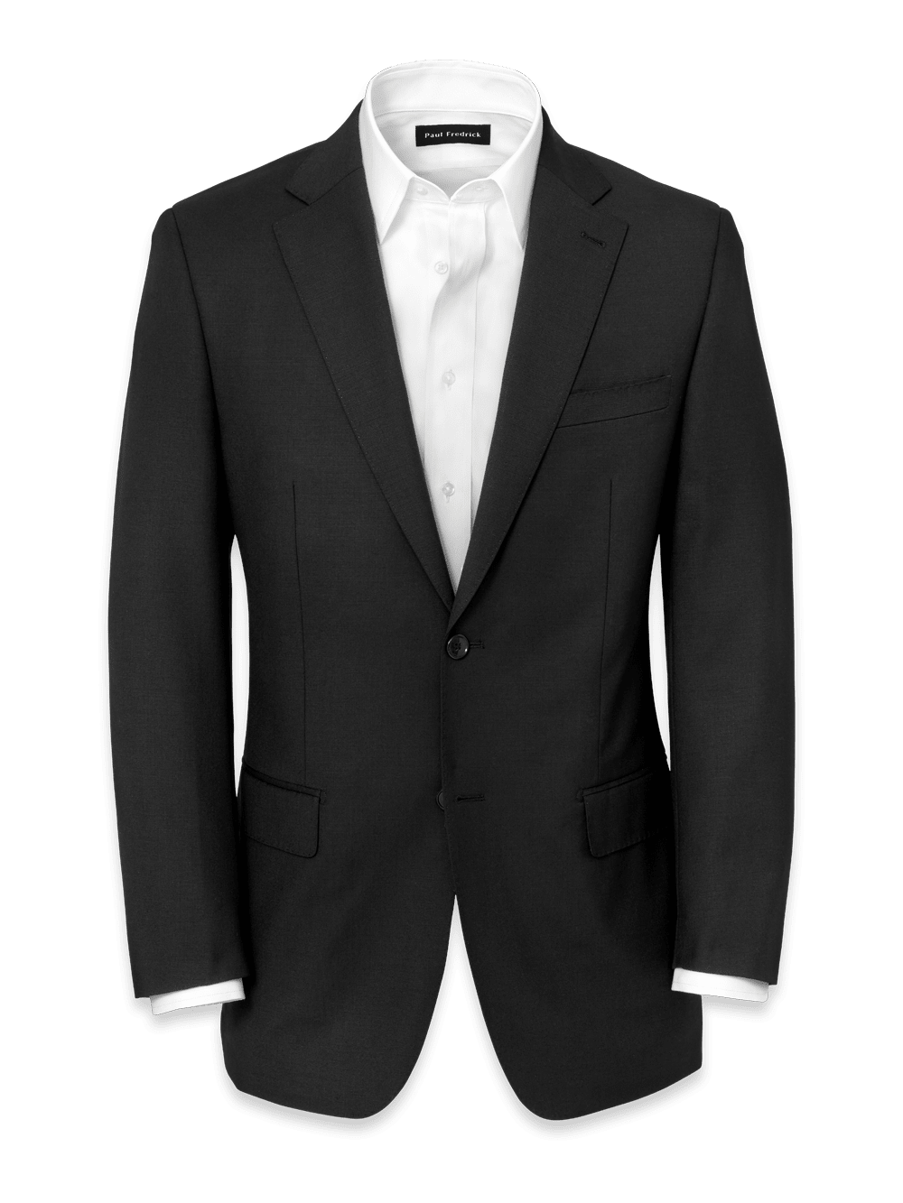 Product Image of Wool Stretch Bengaline Notch Lapel Suit Jacket-Black