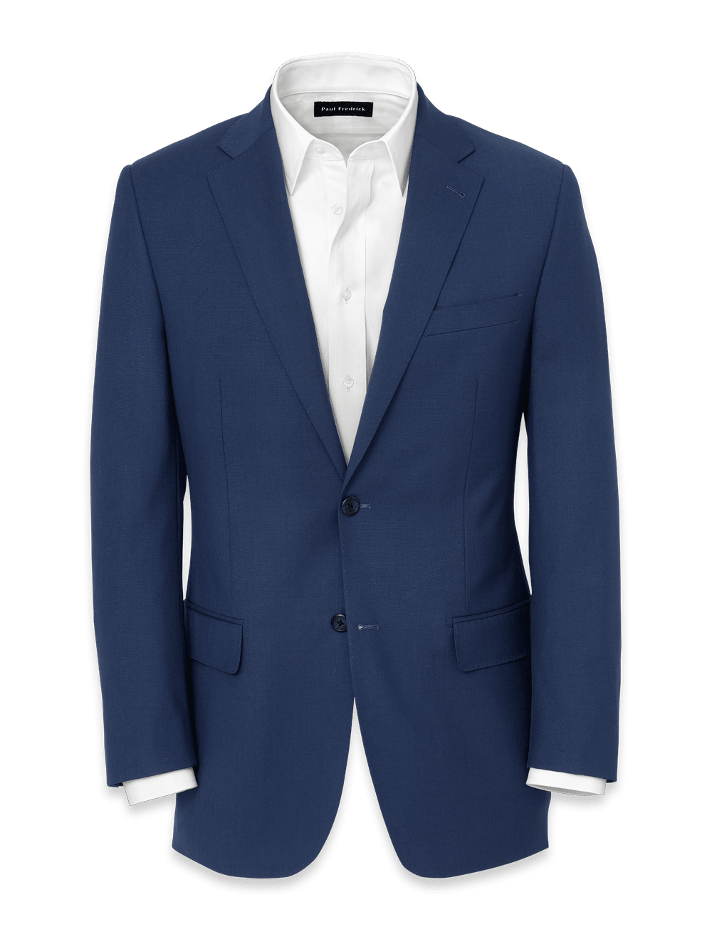 Product Image of Wool Stretch Bengaline Notch Lapel Suit Jacket-Blue