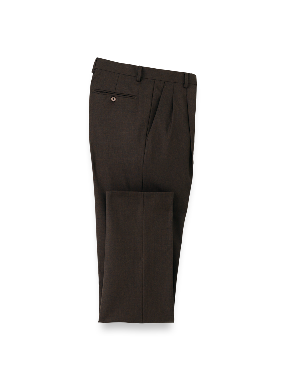 Product Image of Wool Stretch Bengaline Suit Pants-Dark Brown#model_pleated front
