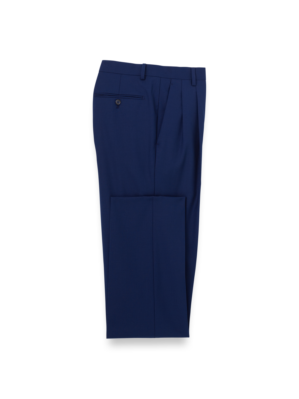 Product Image of Wool Stretch Bengaline Suit Pants-Blue#model_pleated front