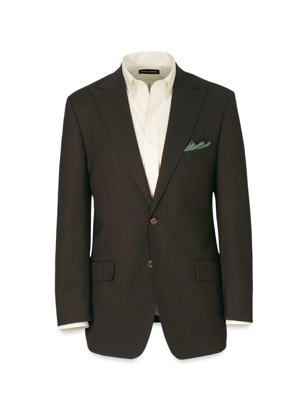 Product Image of Wool Stretch Bengaline Peak Lapel Suit Jacket-Dark Brown