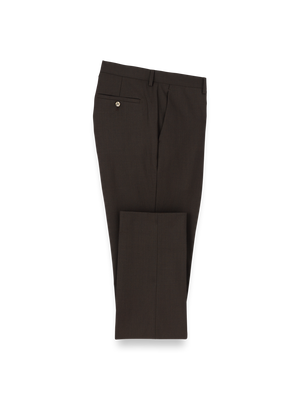 Wool Stretch Bengaline Suit Pants - Dark Brown