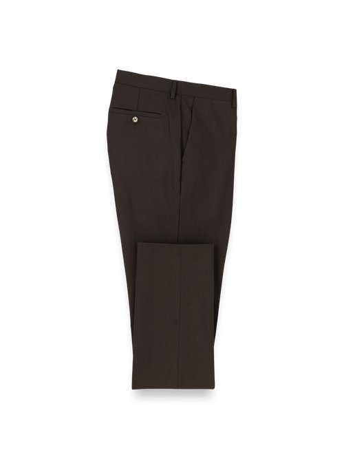 Wool Stretch Bengaline Suit Pants - Dark Brown