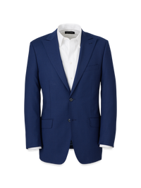 Wool Stretch Bengaline Peak Lapel Suit Jacket - Blue