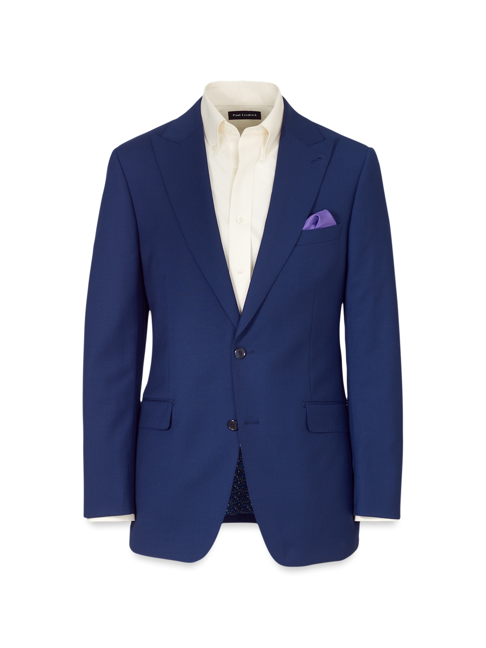 Product Image of Wool Stretch Bengaline Peak Lapel Suit Jacket-Blue