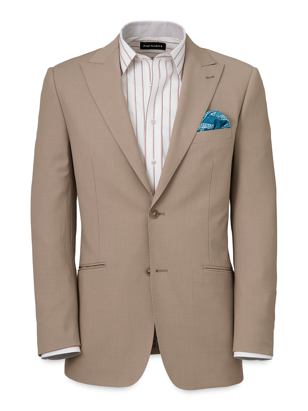 Product Image of Wool Stretch Bengaline Peak Lapel Suit Jacket-Light Tan