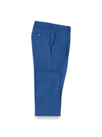 Wool Stretch Bengaline Single Pleated Suit Pants - French Blue