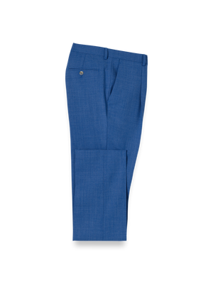 Wool Stretch Bengaline Single Pleated Suit Pants - French Blue