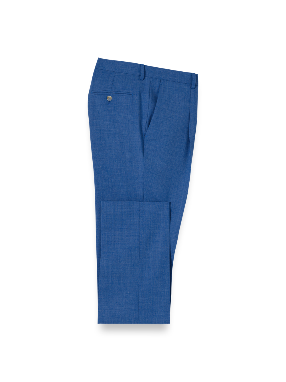 Wool Stretch Bengaline Single Pleated Suit Pants - French Blue