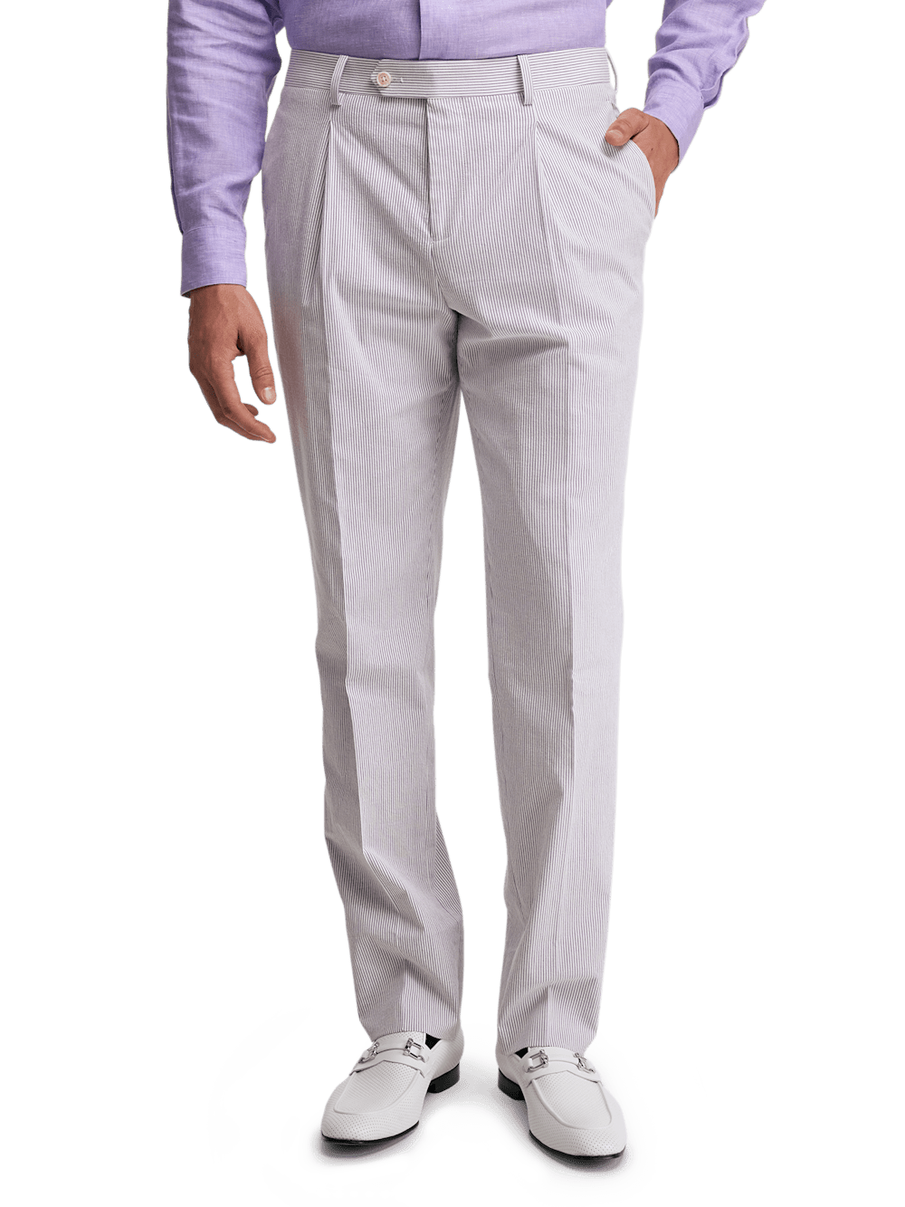 Alternate Image of Cotton Stretch Stripe Seersucker Single Pleat Suit Pants-1