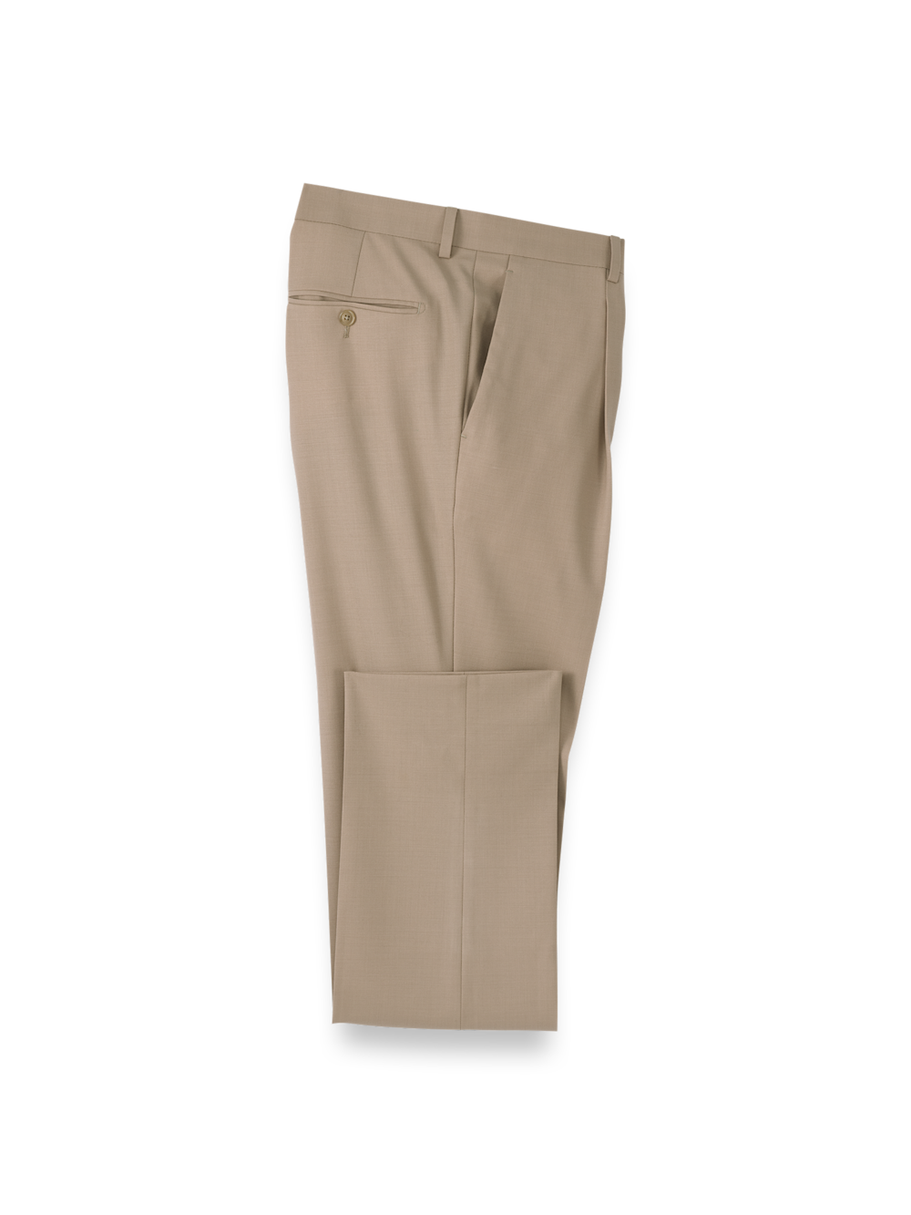 Product Image of Wool Stretch Bengaline Pleated Suit Pants-Light Tan
