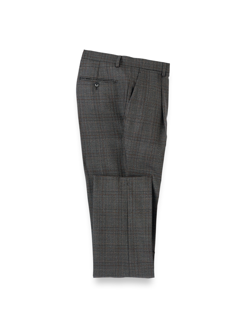 Product Image of Wool Plaid Single Pleat Suit Pants-Charcoal