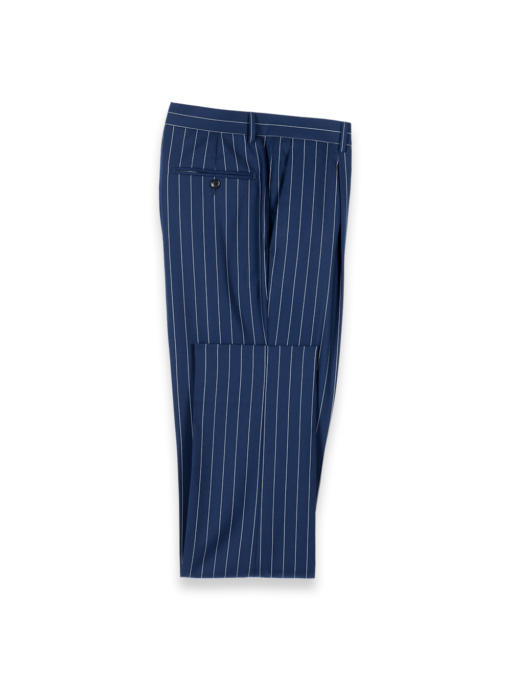 Wool Stretch Stripe Single Pleat Suit Pants - Blue – Paul Fredrick