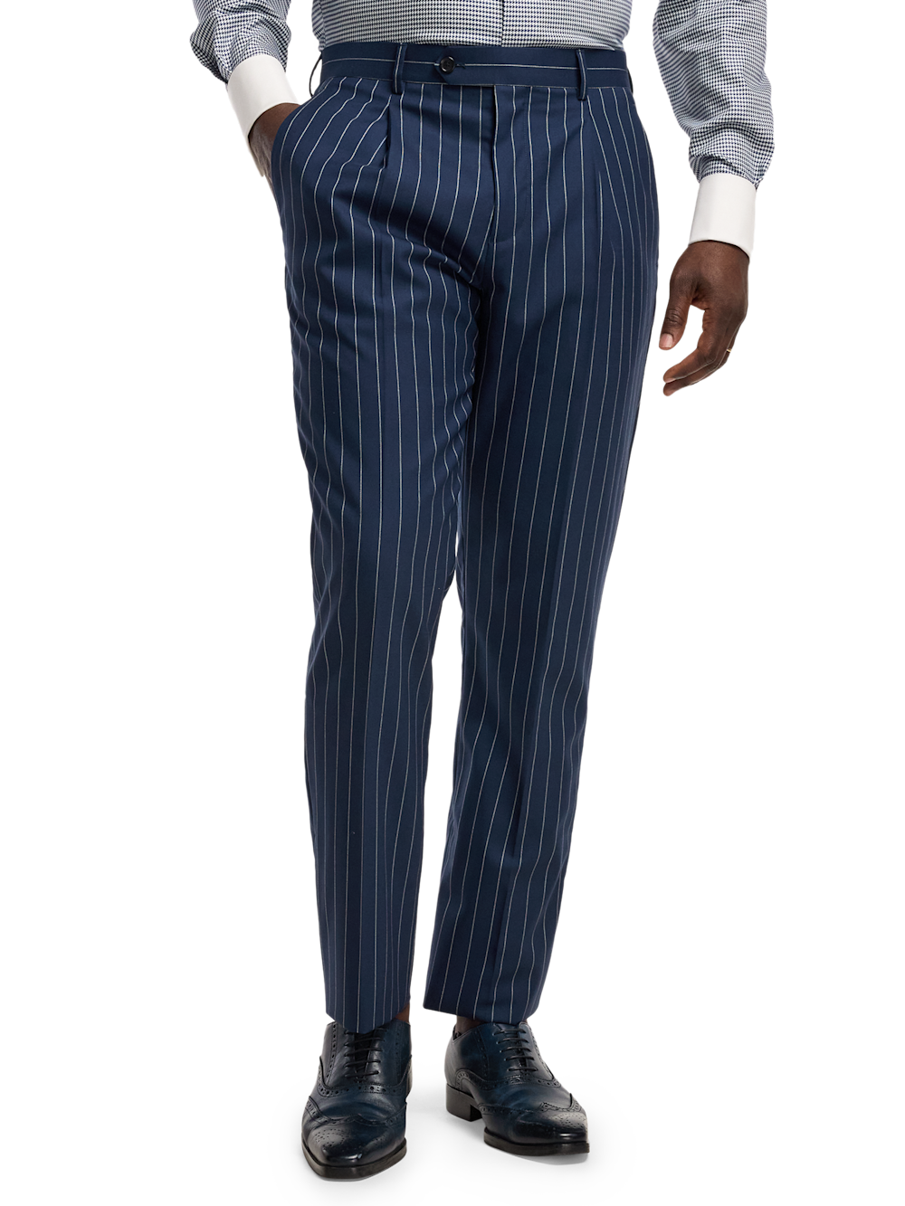Alternate Image of Wool Stretch Stripe Single Pleat Suit Pants-1