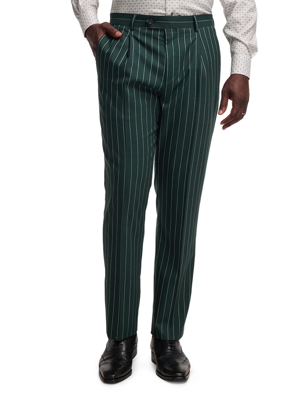 Alternate Image of Wool Stretch Stripe Single Pleat Suit Pants-1