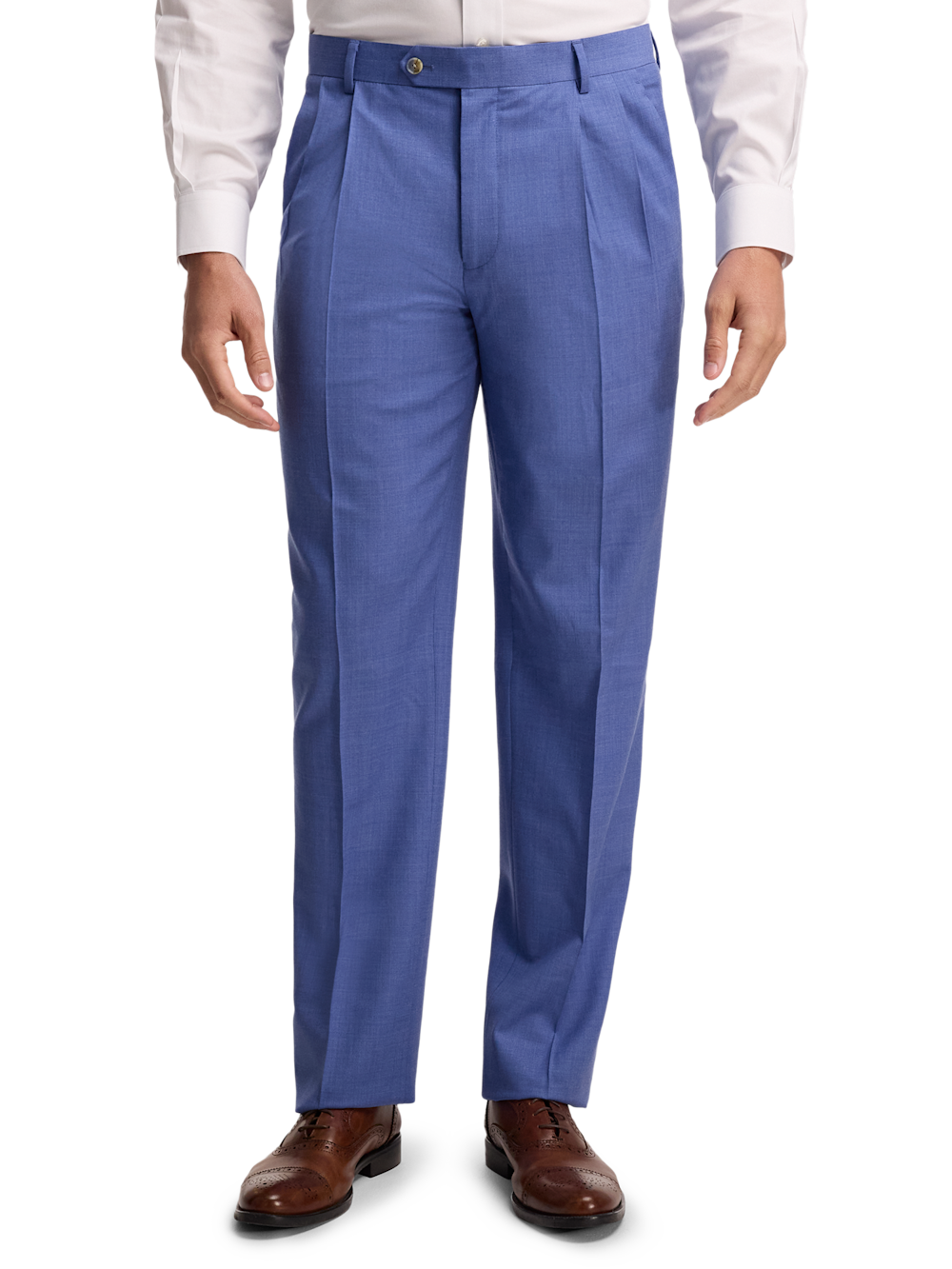 Alternate Image of French Blue Wool Stretch Bengaline Double Pleated Suit Pants-1