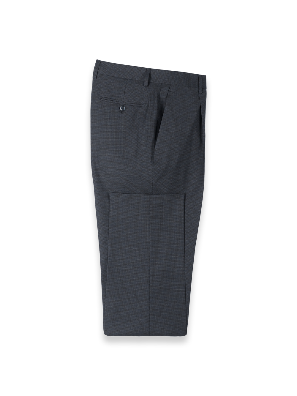 Product Image of Charcoal/blue Wool Blend Mini Check Single Pleated Pant-1