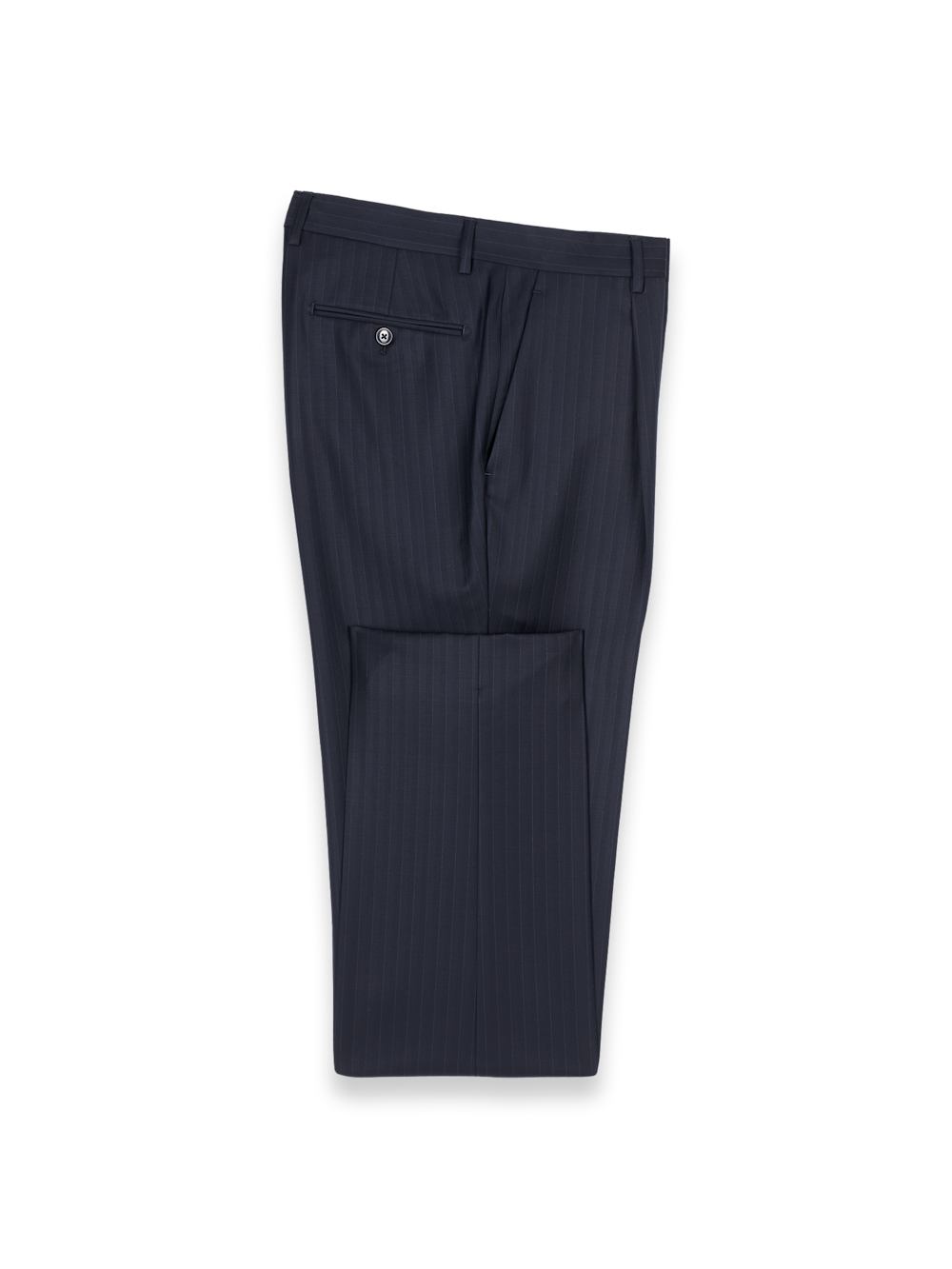 Product Image of Black/blue Wool Stripe Single Pleated Suit Pants-Black/Blue