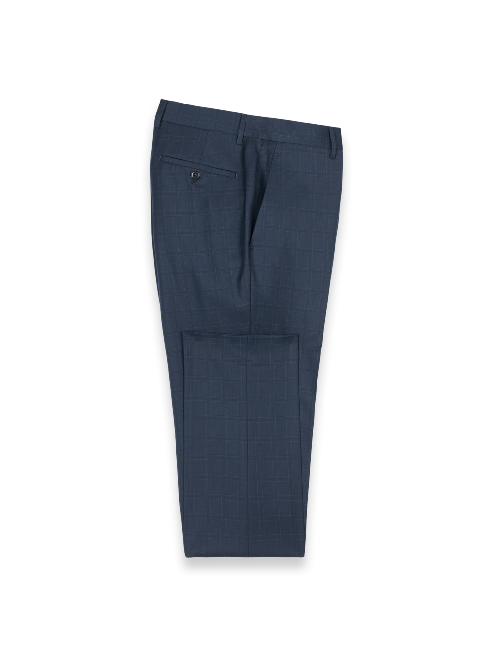 Product Image of Blue Wool Windowpane Flat Front Suit Pants-Blue