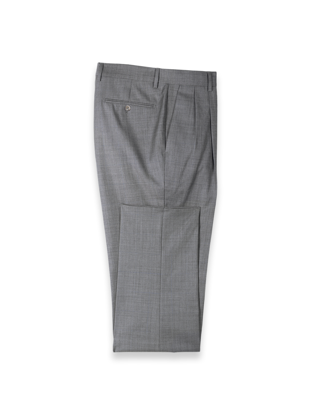 Product Image of Grey Wool Windowpane Double Pleated Suit Pants-Grey