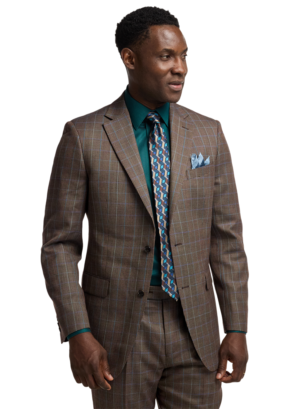 Alternate Image of Wool Blend Plaid Single Breasted Notch Lapel Suit Jacket-1