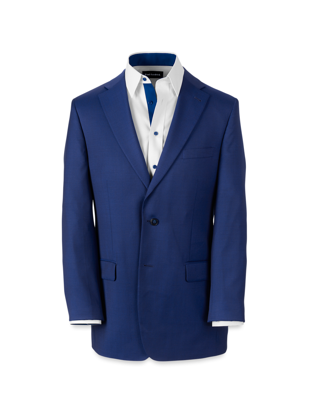 Product Image of Wool Solid Single Breasted Notch Lapel Suit Jacket-Blue
