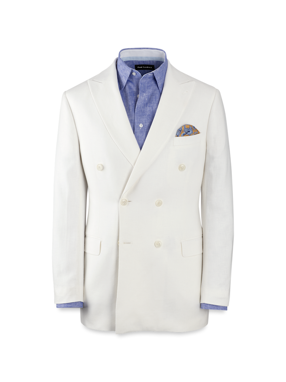 Linen Blend Double Breasted Peak Lapel Suit Jacket White – Paul