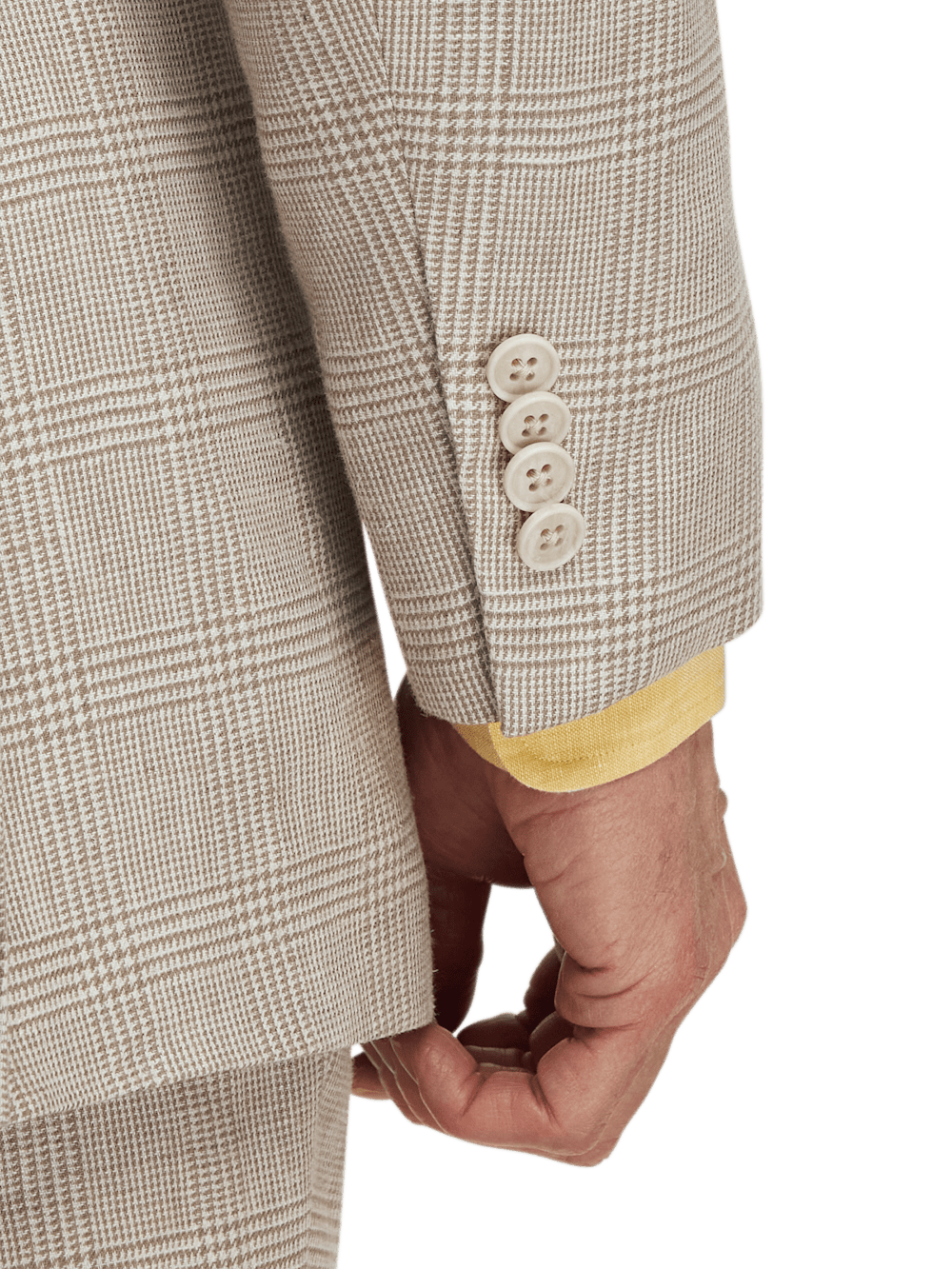 Alternate Image of Linen Blend Plaid Double Breasted Peak Lapel Suit Jacket-2