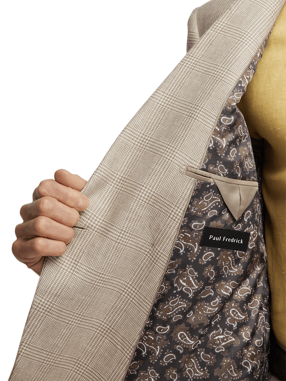 Alternate Image of Linen Blend Plaid Double Breasted Peak Lapel Suit Jacket-3