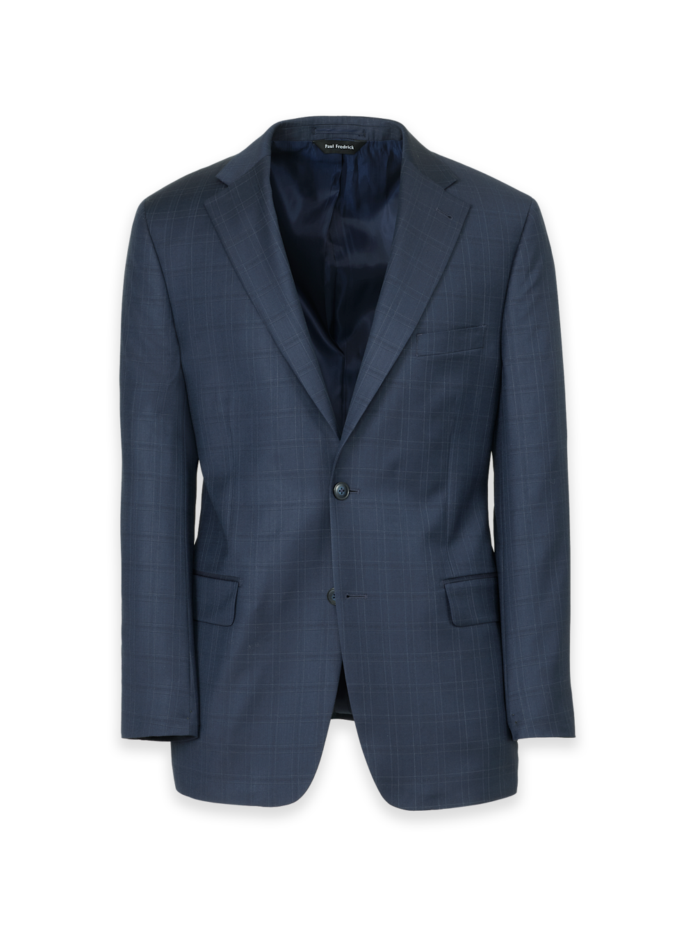 Product Image of Blue Wool Windowpane Single Breasted Notch Lapel Suit Jacket-Blue