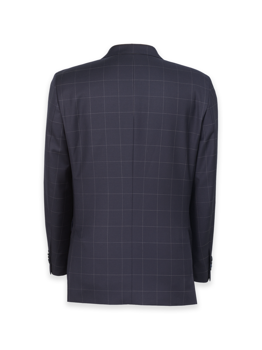 Alternate Image of Navy Wool Windowpane Double Breasted Peak Lapel Suit Jacket-1