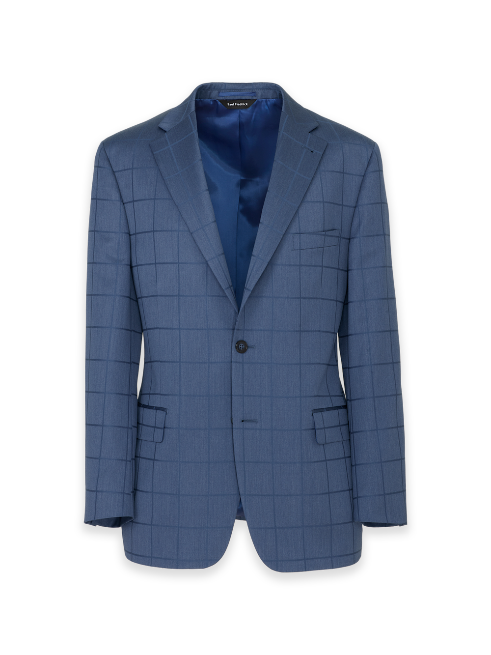 Product Image of Navy Wool Windowpane Single Breasted Notch Lapel Suit Jacket-Navy