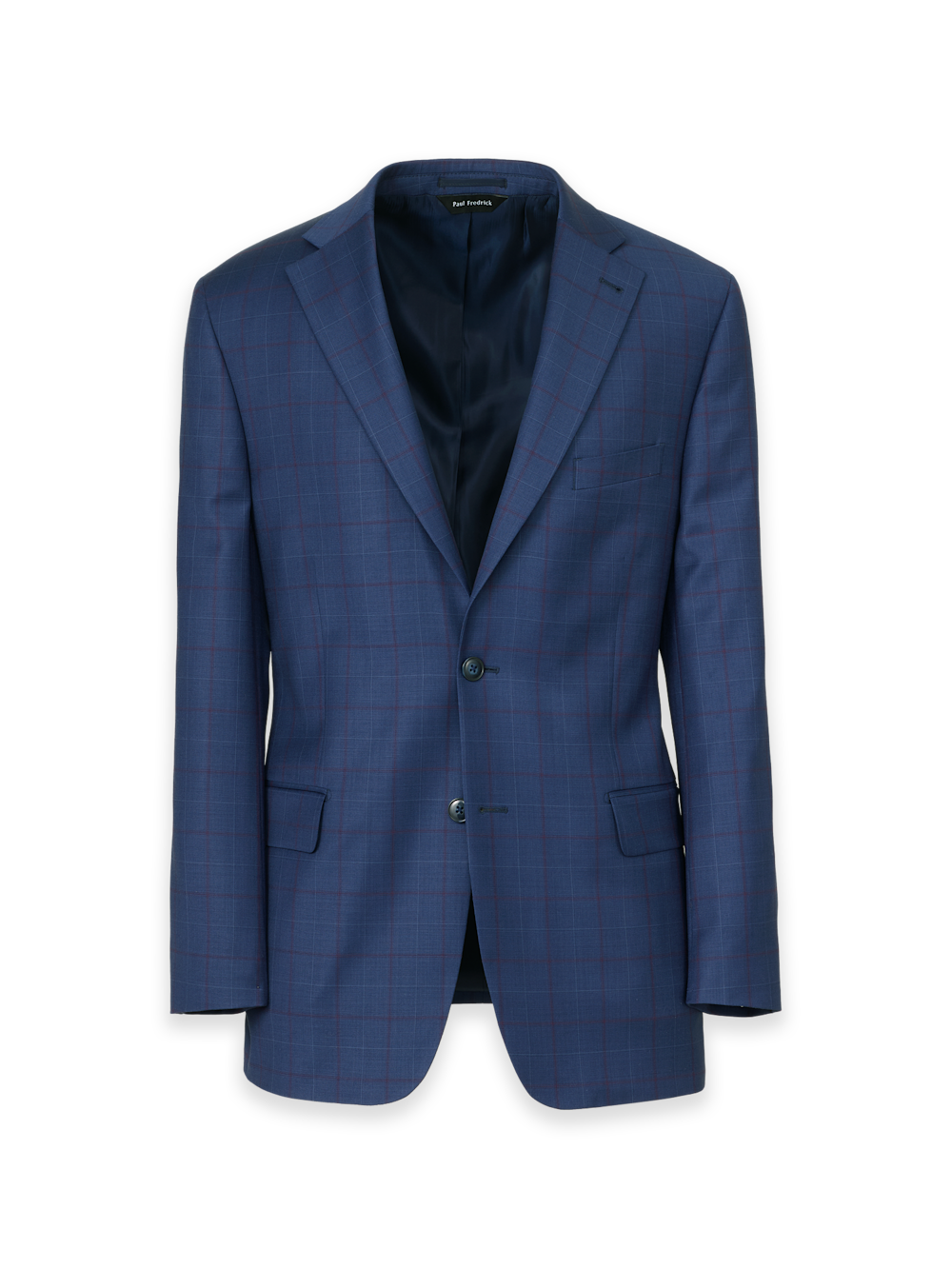 Product Image of Blue Wool Blend Windowpane Single Breasted Notch Lapel Suit Jacket-Blue