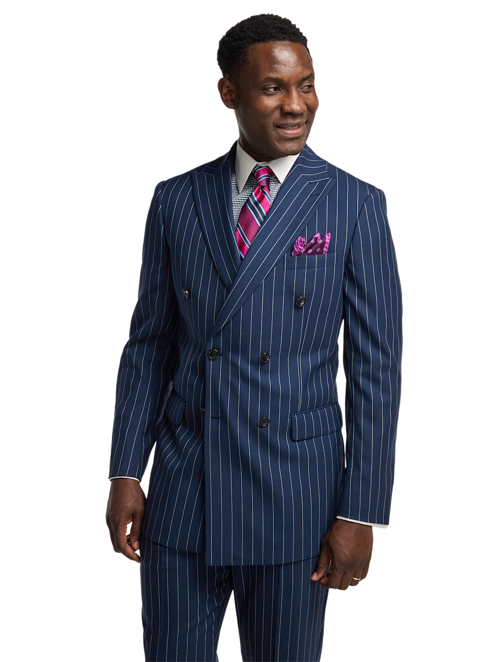 Alternate Image of Wool Stretch Stripe Double Breasted Peak Lapel Suit Jacket-1