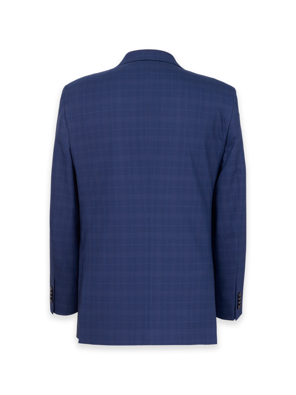 Alternate Image of Blue Plaid Wool Blend Single Breasted Peak Lapel Suit Jacket-1