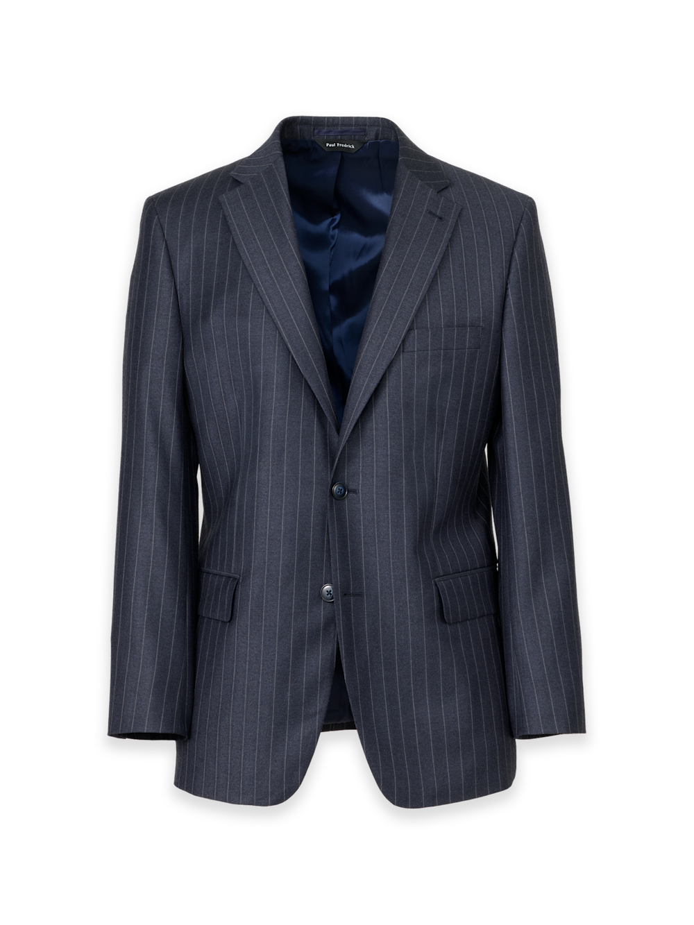 Product Image of Blue Wool Stripe Single Breasted Notch Lapel Suit Jacket-Slate Blue