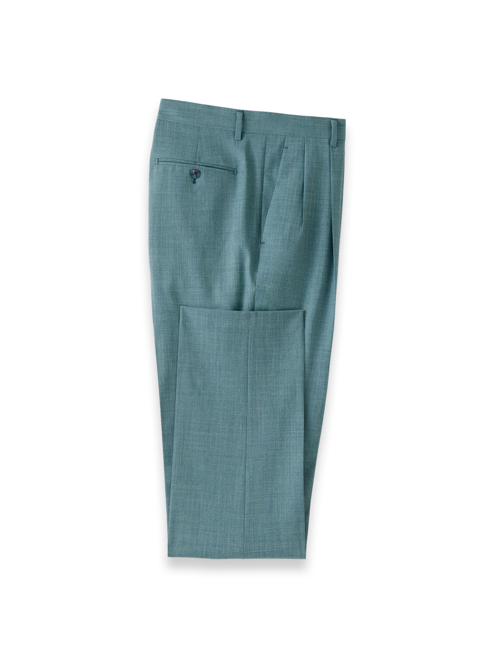 Product Image of Wool Bengaline Pleated Suit Pants-Teal