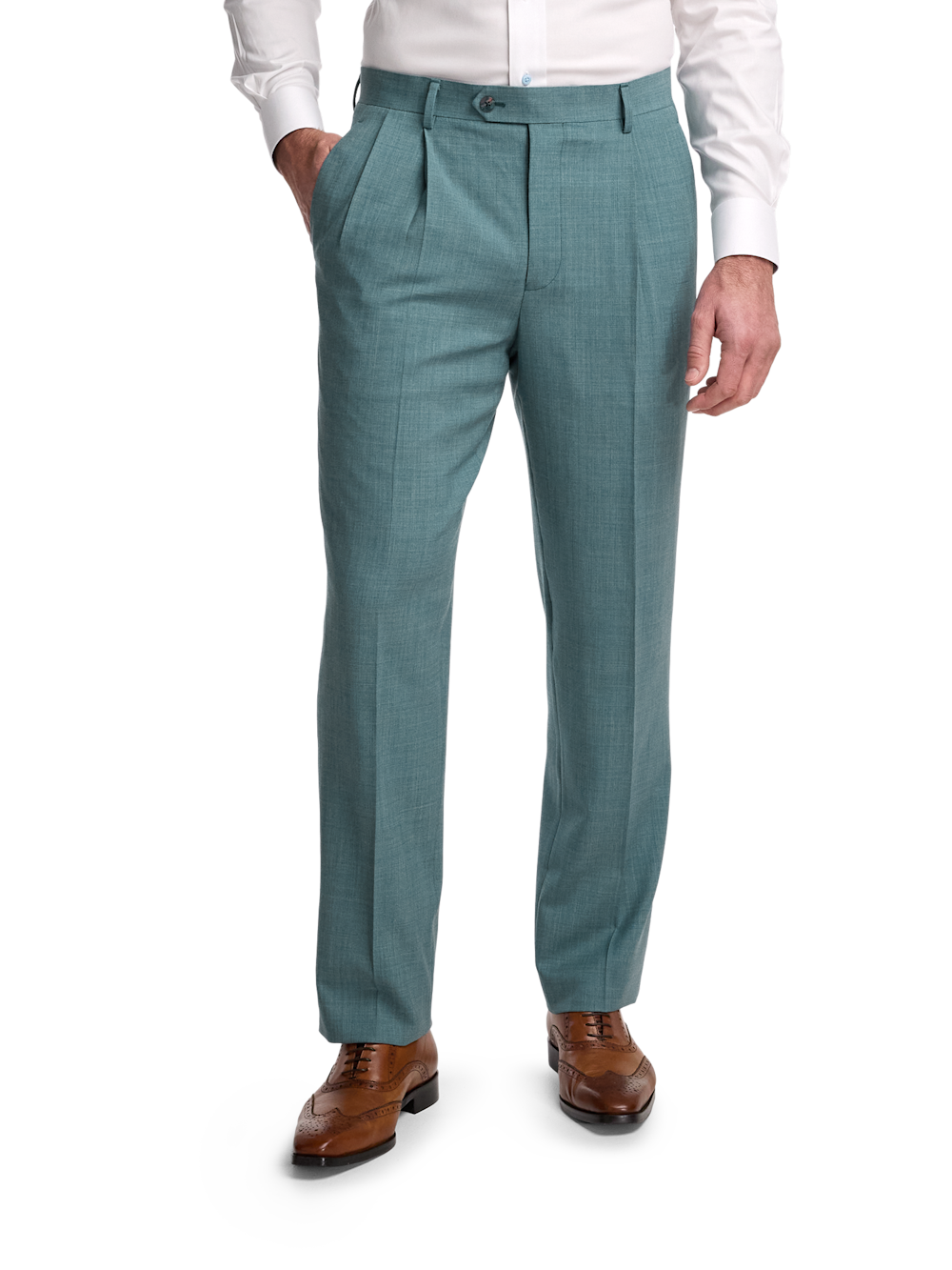 Alternate Image of Wool Bengaline Pleated Suit Pants-1