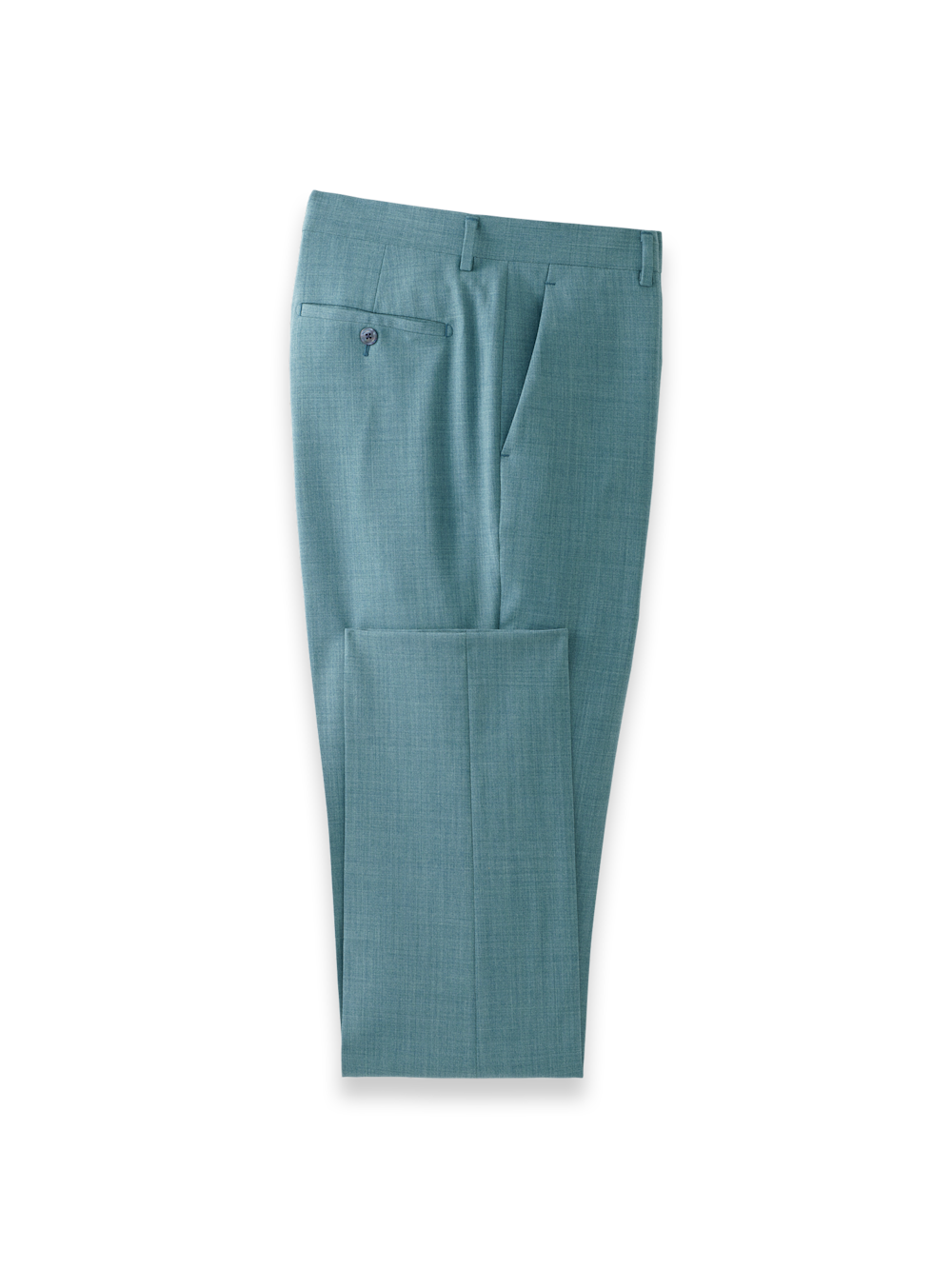 Product Image of Wool Bengaline Flat Front Suit Pants-Teal#model_flat front