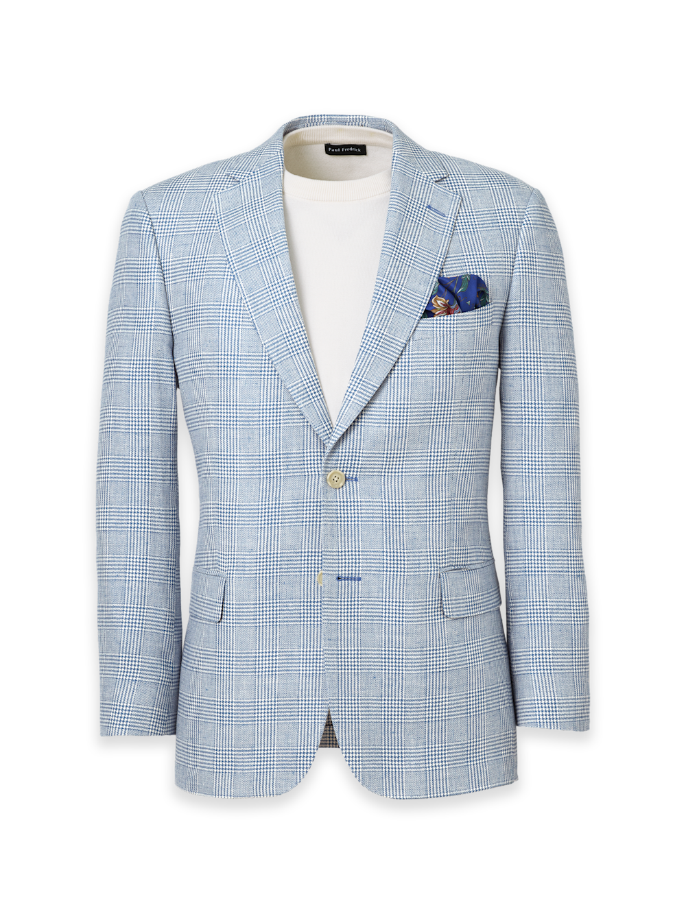 Product Image of Plaid Linen Single Breasted Notch Lapel Suit Jacket-1